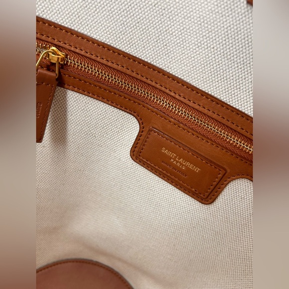 Saint Laurent Beatrix Panier Cut Out Tote Canvas with Leather New +dustbag *read - Picture 7 of 16